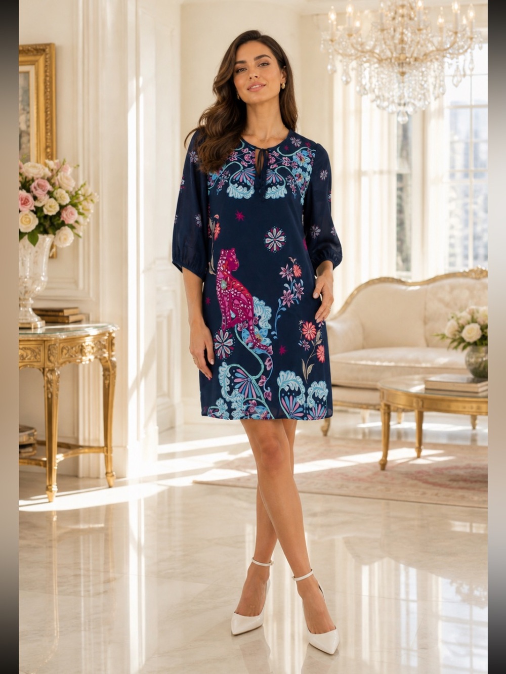 New Johnny Was Jade Dress with Floral Accents size XL silk - Picture 1 of 15